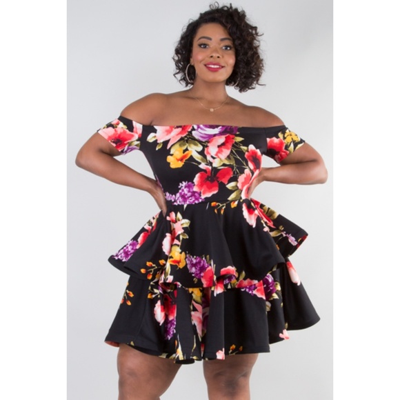 3x off Shoulder Short Sleeve layer Dress - Picture 5 of 6